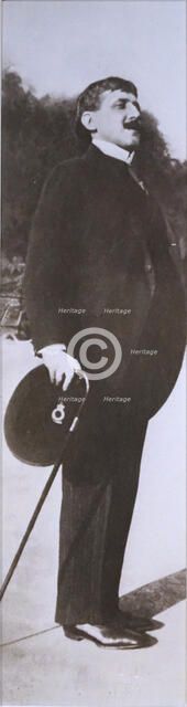 Marcel Proust on the terrace of the Jeu de Paume, 1921. Creator: Anonymous.