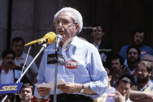 Marcelino Camacho (1918-2010), a Spanish trade unionist miting.