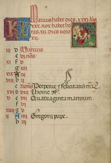 March Calendar Page; Tending Feet; Book of Hours, about 1460. Creator: Unknown