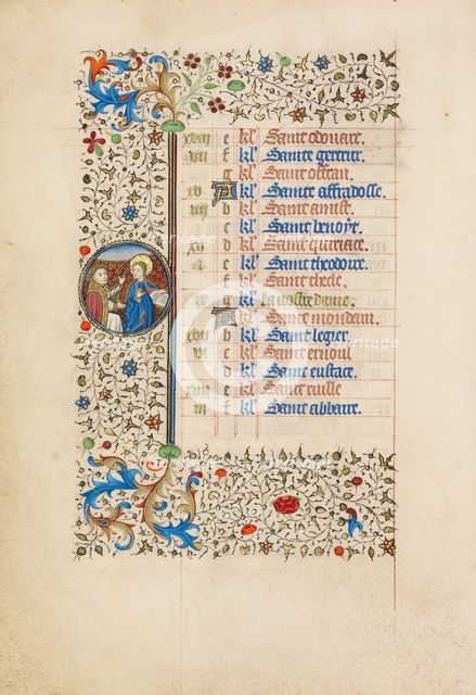 March Calendar Page: The Annunciation; Book of Hours, about 1440-1450. Creator: Workshop of the Bedford Master.