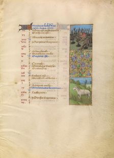 March Calendar Page; Planting; Aries; Katherine Hours, about 1480-1485. Creator: Unknown