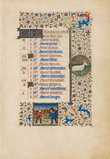 March Calendar Page: Pruning Trees: Aries; Book of Hours, about 1440-1450. Creator: Workshop of the Bedford Master