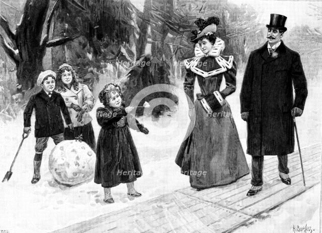 March Goes Out Like a Lion: "Will You Try My Ice-Pudding?", 1898. Creator: Unknown.