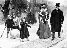 March Goes Out Like a Lion: "Will You Try My Ice-Pudding?", 1898. Creator: Unknown