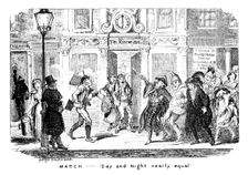 March - Day and Night nearly equal 19th century.Artist: George Cruikshank