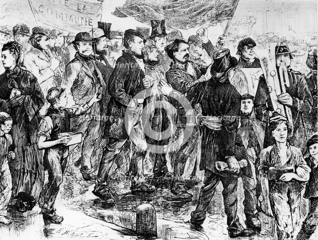 March in favour of the Commune, Paris Commune of 1871. Artist: Unknown