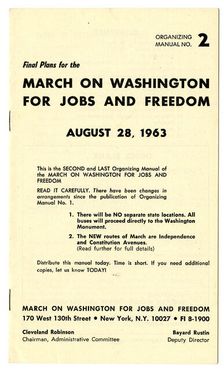 March on Washington for Jobs and Freedom: Organizing Manual No. 2, 1963. Creator: Unknown