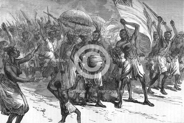 'March of Ashantee Warriors', c1880. Artist: Unknown.