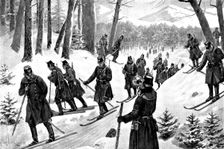 March of the 5th Prussian Rifle Battalion on snow-shoes through the Giant's Mountains, Silesia, 1895 Creator: Lascelles