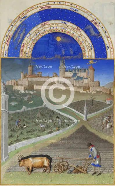 March (Les Très Riches Heures du duc de Berry), 1412-1416. Creator: Limbourg brothers (active 1385-1416).