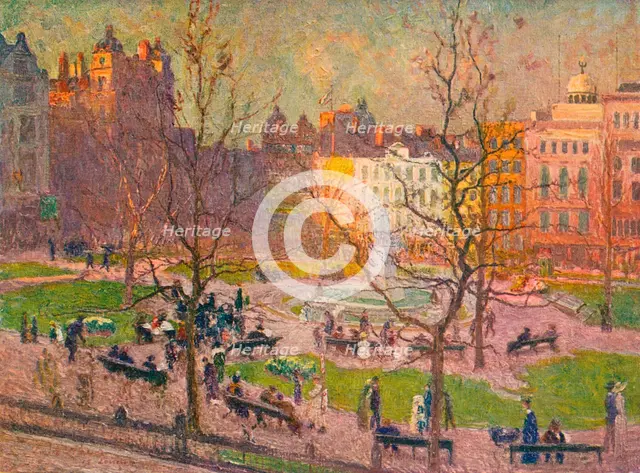 'March Sunshine, Leicester Square', c1914. Artist: Emile Claus.