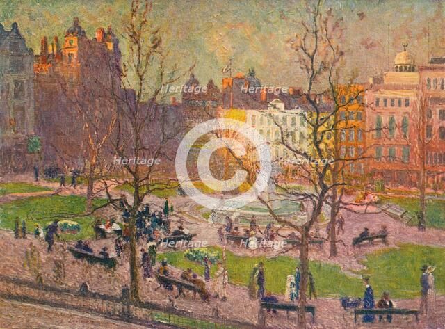 'March Sunshine, Leicester Square', c1914. Artist: Emile Claus.
