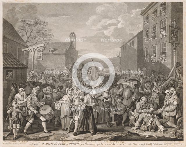 March to Finchley in the Year 1746 (After Hogarth), 1750. Creator: Luke Sullivan (British, 1705-1771).