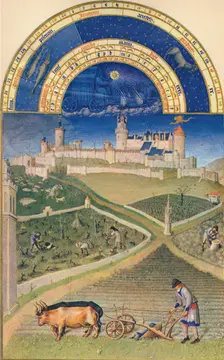 March - the Château de Lusignan, 15th century, (1939). Creators: Paul Limbourg, Jean Colombe