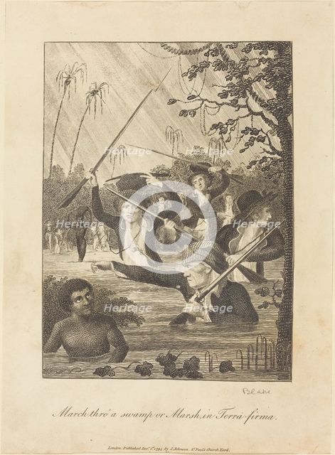 March thro' a swamp or Marsh in Terra-firma, 1793. Creator: William Blake.