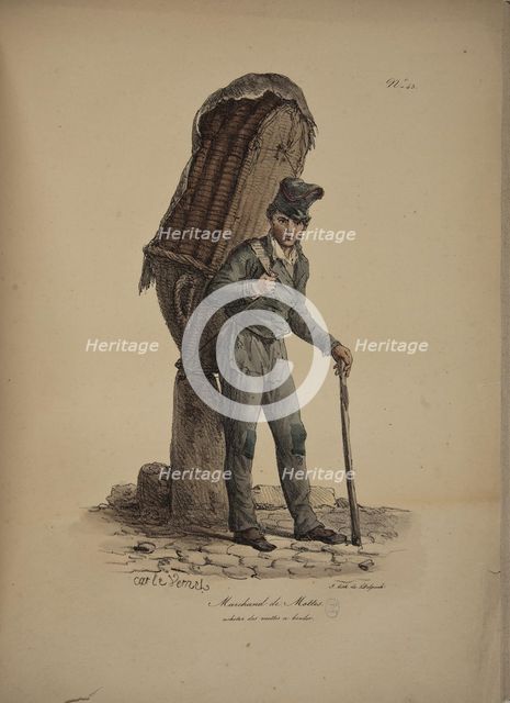 Marchand de mottes. From the Series "Cris de Paris" (The Cries of Paris), 1815. Creator: Vernet, Carle (1758-1836).