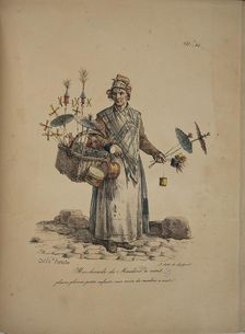 Marchande de moulins à vent. From the Series "Cris de Paris" (The Cries of Paris), 1815. Creator: Vernet, Carle (1758-1836)