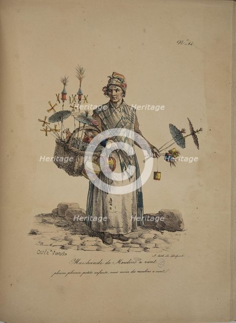 Marchande de moulins à vent. From the Series "Cris de Paris" (The Cries of Paris), 1815. Creator: Vernet, Carle (1758-1836).