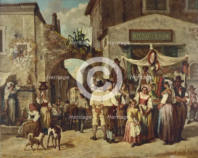 Marchands ambulants à Tivoli, 09/1866. Creator: Auguste Dutuit.