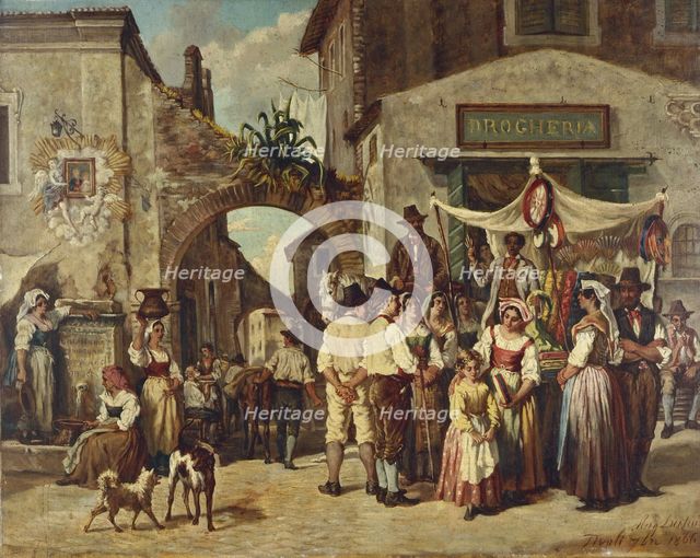 Marchands ambulants à Tivoli, 09/1866. Creator: Auguste Dutuit.