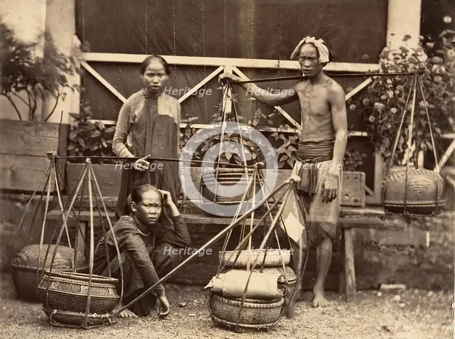 Marchands de Fruits, Cochinchine, 1866. Creator: Emile Gsell.