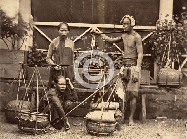 Marchands de Fruits, Cochinchine, 1866. Creator: Emile Gsell.