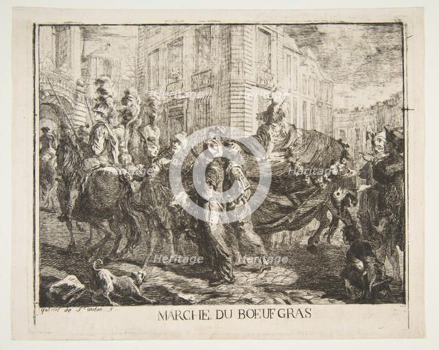 Marché du boeuf gras, 1750. Creator: Gabriel de Saint-Aubin.