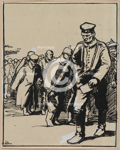 Marche dun groupe de prisonniers allemands, 1914. Creator: Auguste Louis Lepère (French, 1849-1918).