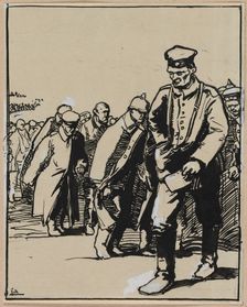 Marche dun groupe de prisonniers allemands, 1914. Creator: Auguste Louis Lepère (French, 1849-1918)