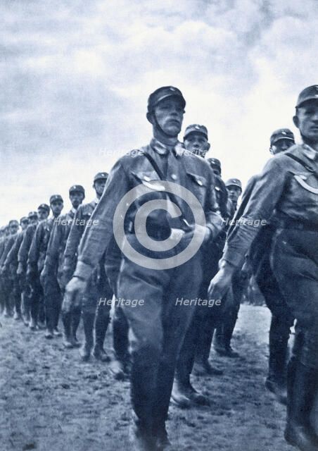 Marching SA Stormtroopers, Germany, c1925-1930. Artist: Unknown