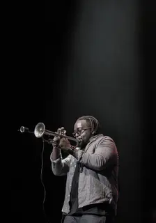 Marcus Miller's trumpeter, Marquis Hill, 2017. Artist: Alan John Ainsworth