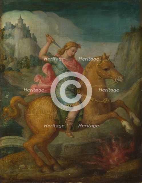 Marcus Curtius, c. 1525. Artist: Bacchiacca, Francesco (1494-1557)