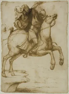 Marcus Curtius Leaping into the Abyss, c. 1530. Creator: Pseudo Pacchia