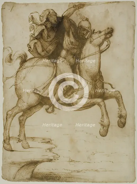 Marcus Curtius Leaping into the Abyss, c. 1530. Creator: Pseudo Pacchia.