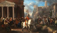 Marcus Curtius Pluging into the Abyss, Second Half of the 17th cen. Creator: Heiss, Johann (1640-1704)