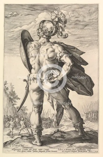 Marcus Valerius, from the series The Roman Heroes, 1586. Creator: Hendrik Goltzius.