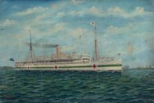 Marama, NZ hospital ship off the Needles, Isle of Wight, English Channel, 1918. Creator: Frank Barnes