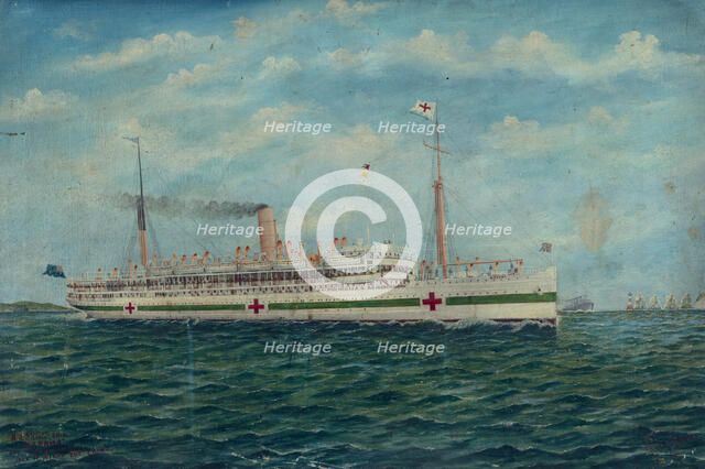 Marama, NZ hospital ship off the Needles, Isle of Wight, English Channel, 1918. Creator: Frank Barnes.