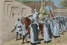 Marabout preaching for the insurrection of the tribes, Tunisia, 1881. Creator: Tomás Carlos Capuz