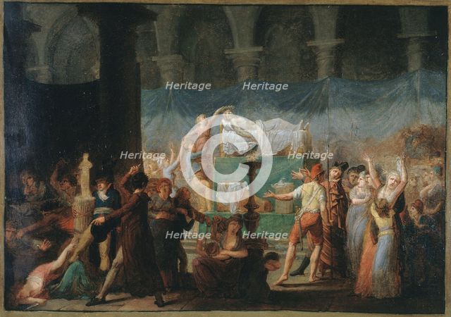 Marat's funeral, at Cordeliers church, July 15 and 16, 1793. Creator: Fougeat.