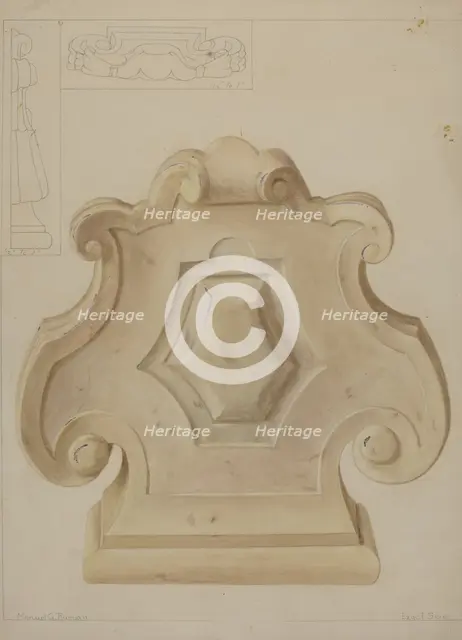 Marble Ornament (from top of mantelpiece), c. 1937. Creator: Manuel G. Runyan.