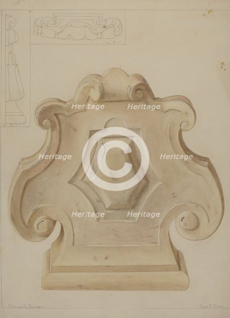 Marble Ornament (from top of mantelpiece), c. 1937. Creator: Manuel G. Runyan.