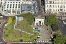 Marble Arch Mound, a temporary installation to offer views over Hyde Park, Westminster, London, 2021 Creator: Damian Grady