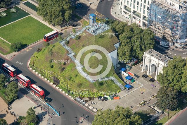 Marble Arch Mound, a temporary installation to offer views over Hyde Park, Westminster, London, 2021 Creator: Damian Grady.
