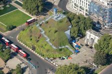 Marble Arch Mound, a temporary installation to offer views over Hyde Park, Westminster, London, 2021 Creator: Damian Grady