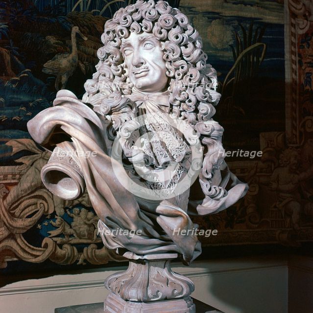 Marble bust of King Charles II, 17th century. Creator: Honore Pelle.
