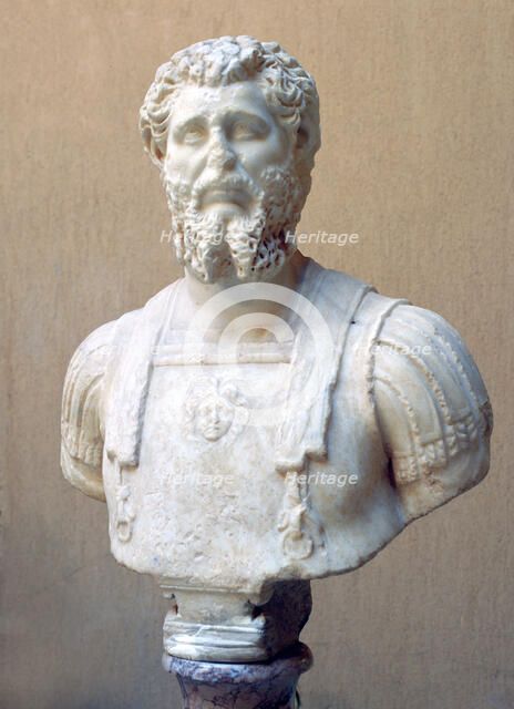 Marble bust of Roman Emperor Lucius Septimius Severus. Artist: Unknown