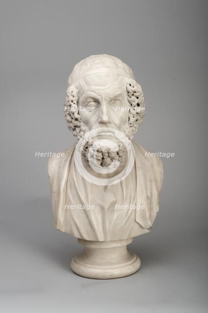 Marble bust of the Ancient Greek poet Homer, 18th century. Artist: Joseph Wilton.