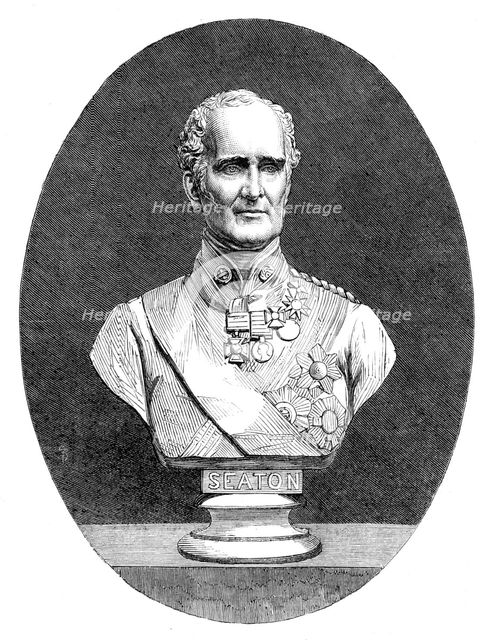 Marble bust of the late Field Marshal Lord Seaton, by G. G. Adams, 1864. Creator: Unknown.