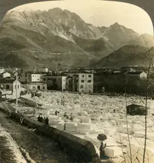 Marble blocks for the finest sculptures at Carrara, Italy c1909. Creator: Unknown